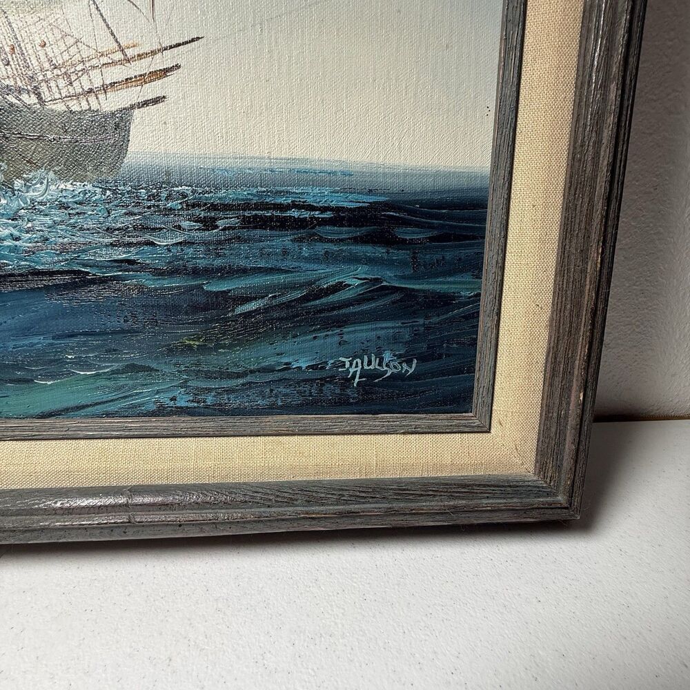 Hewitt Jackson Original Oil Painting on Canvas Framed Clipper Ship 21”x25” - Picture 4 of 10